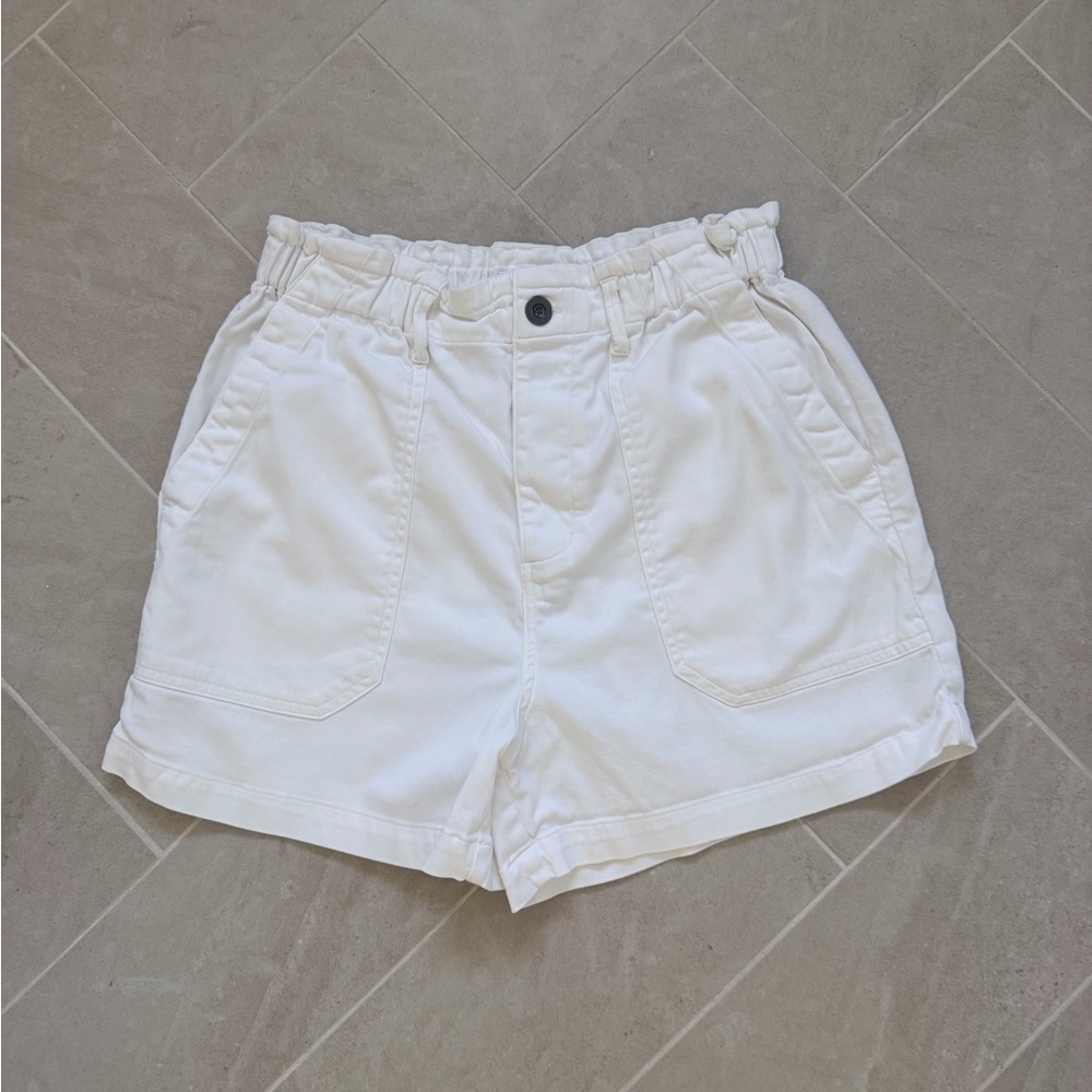 Bella Dahl White Paperbag High-Rise Shorts
